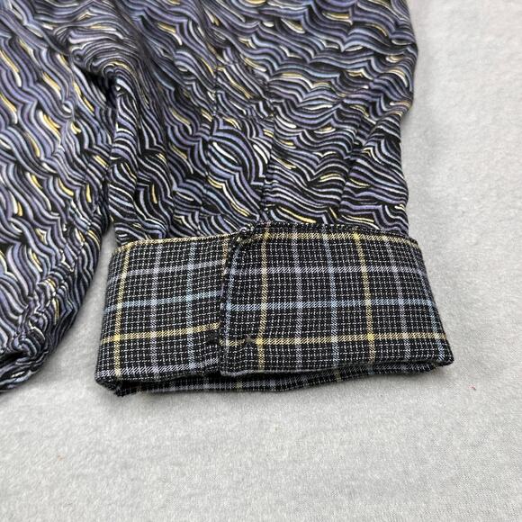 Claiborne Shirt Mens XL Blue Modern Fit Rayon Abstract Wave Pattern Long Sleeve - Picture 9 of 11